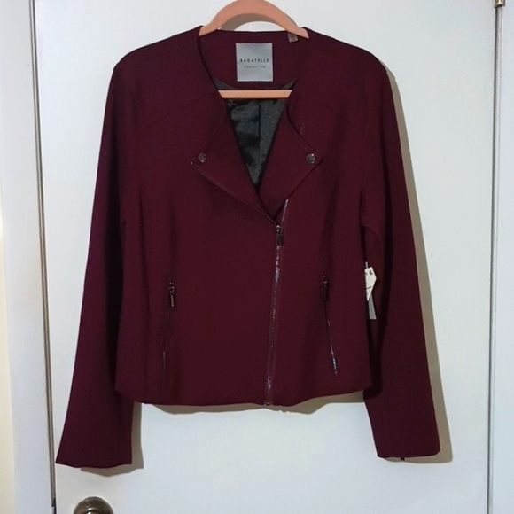 Bagatelle XL Burgundy Ponte Moto Style Jacket - Picture 9 of 9